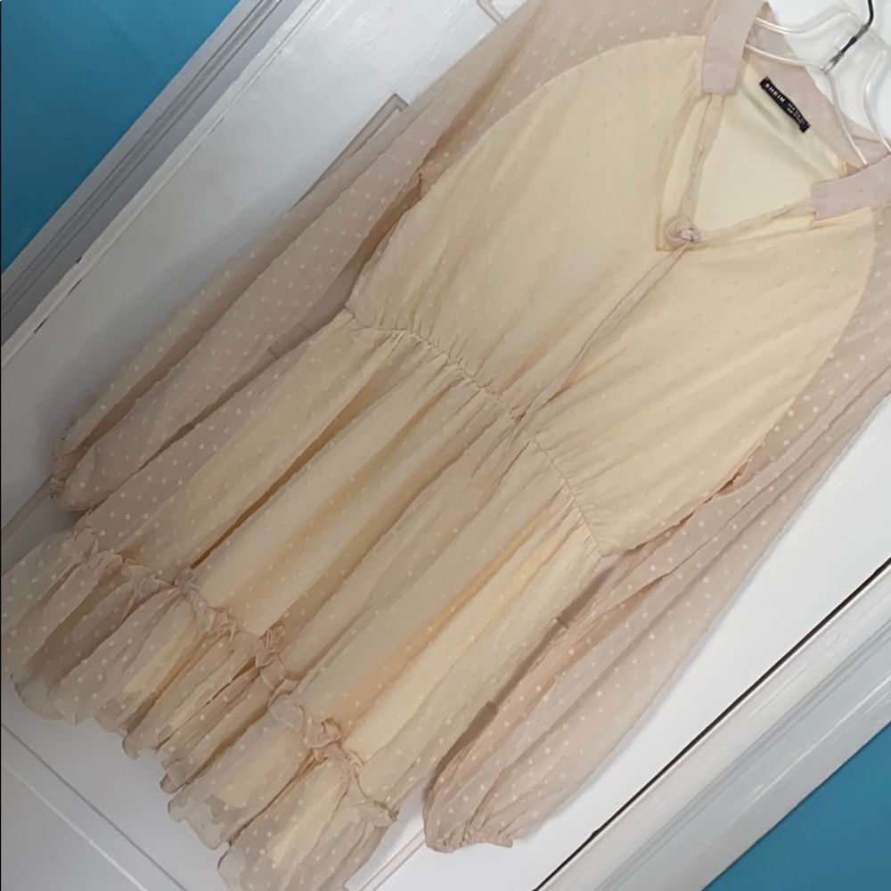 Ivory Sheer Arms Boho Dress
